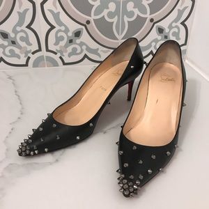 Christian Louboutin Black Leather Degraspike Pumps